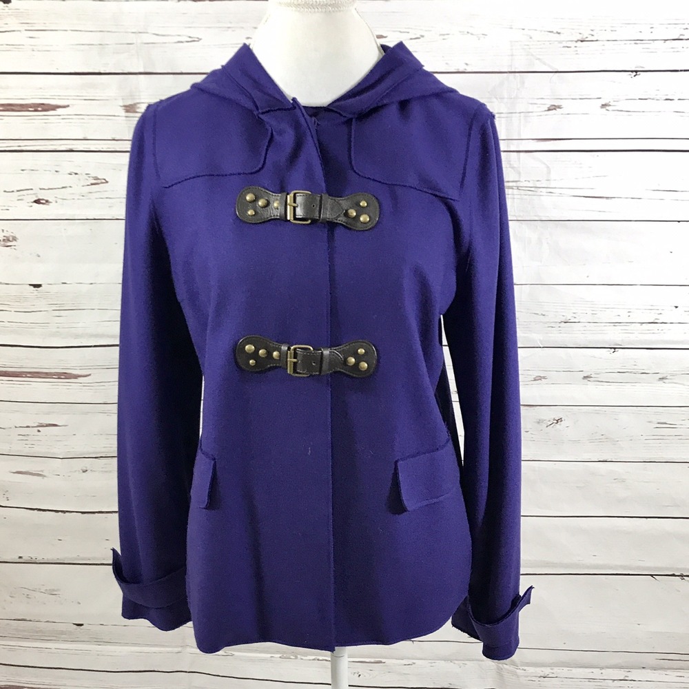 Carlisle Jacket Women's 12 Purple Wool Blend Hooded Runs Small Fits Like Size 10